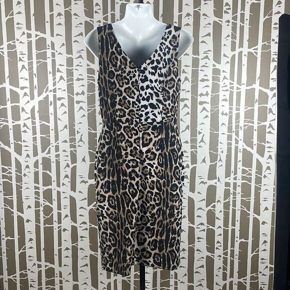 Cato Leopard Print Sheath Dress NEW 6 - Picture 3 of 9